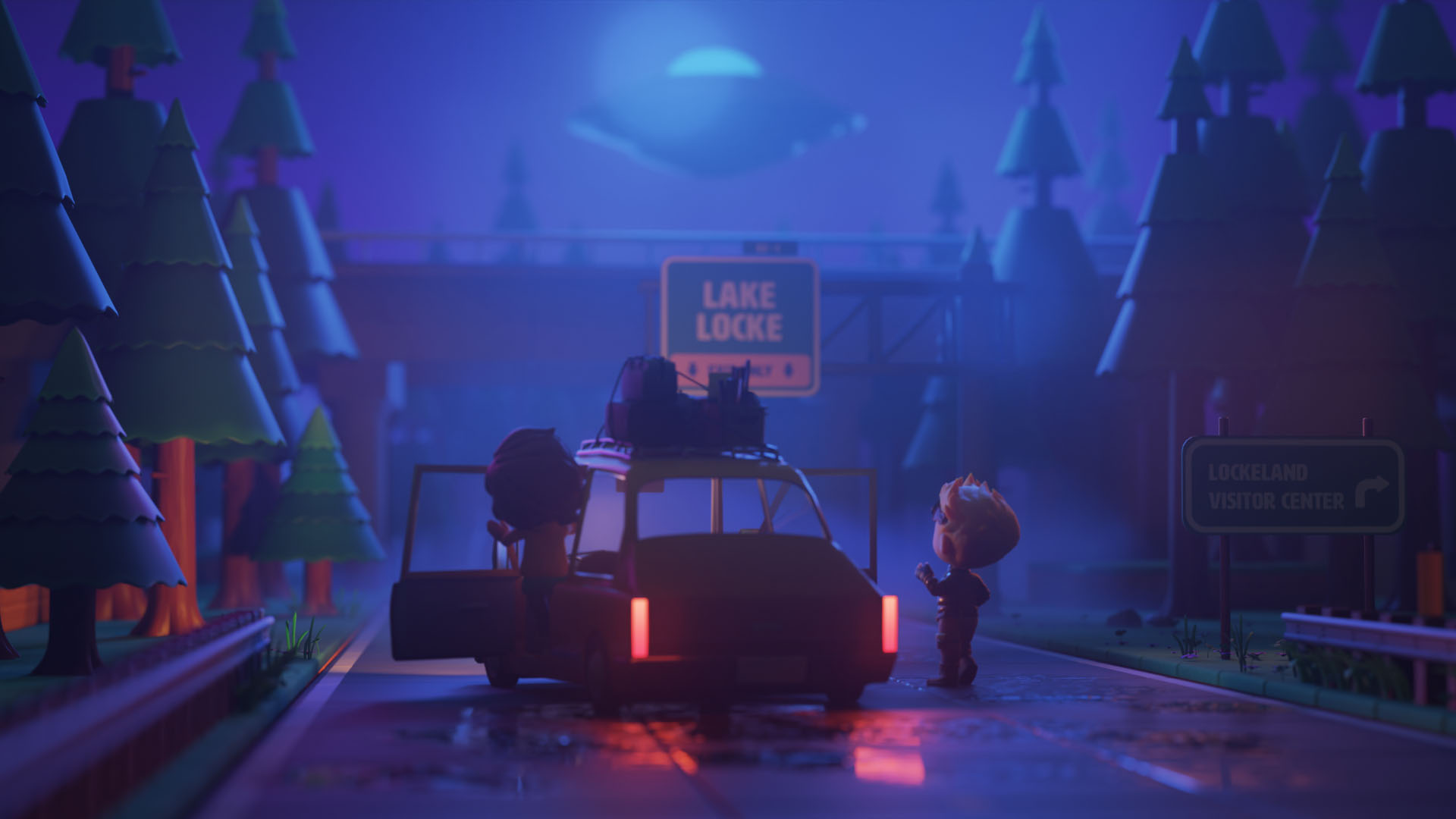 The Midnight Radio key art overlooking Lake Lockeland